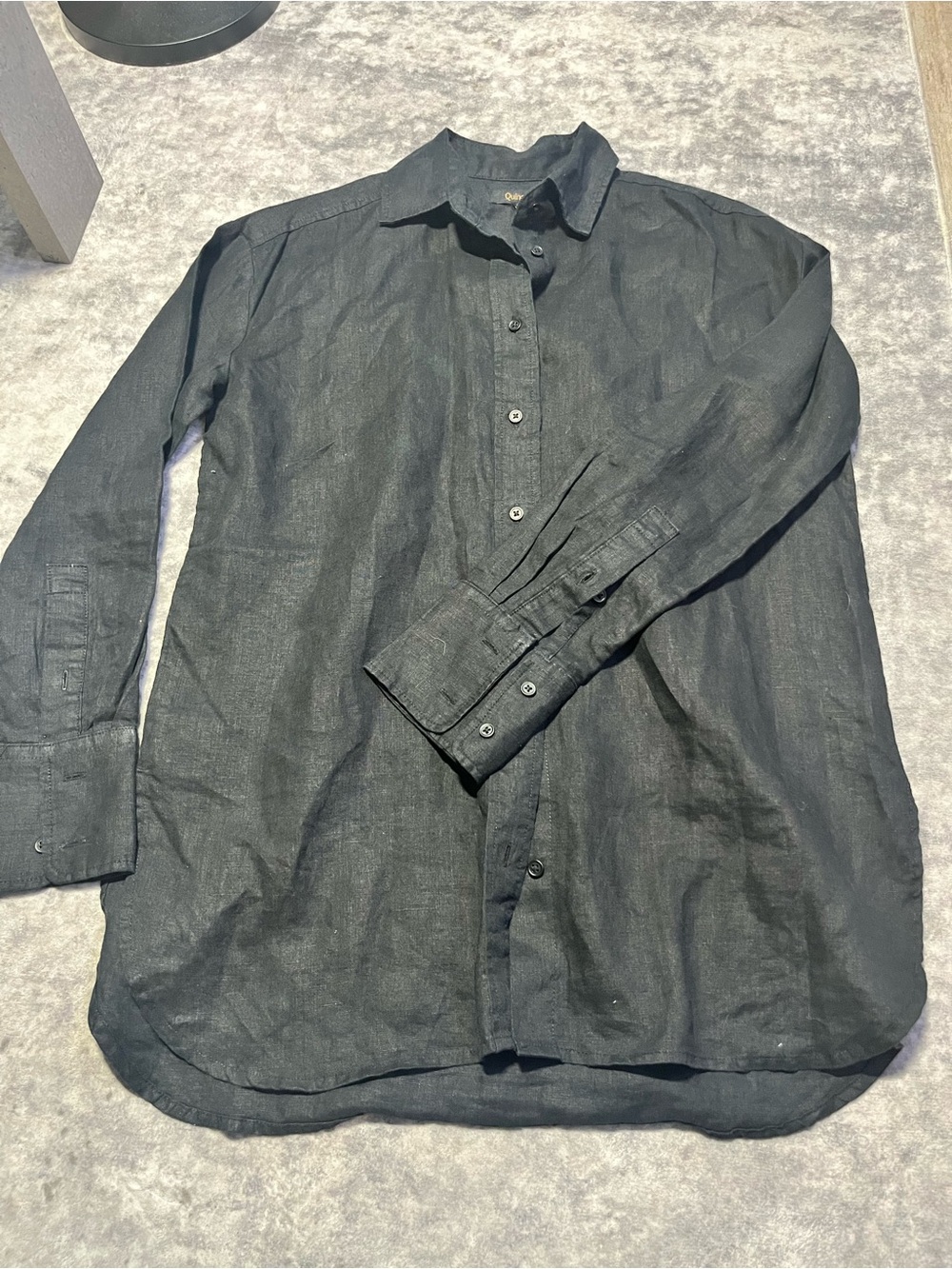 Quince Black Long-Sleeve Linen Shirt